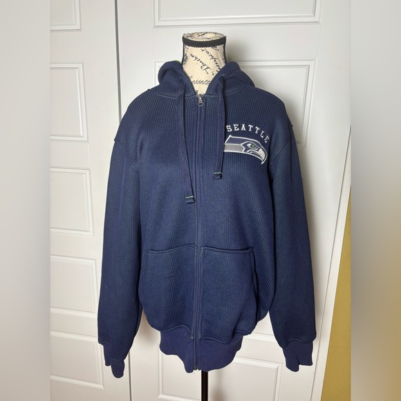 Seattle Seahawks Rib Knit Cotton Zip Up Jacket by G-III - NFL - Picture 2 of 9